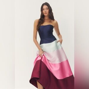 Hutch Tasha Colorblock Strapless Maxi Dress size S  Wedding Guest NWT